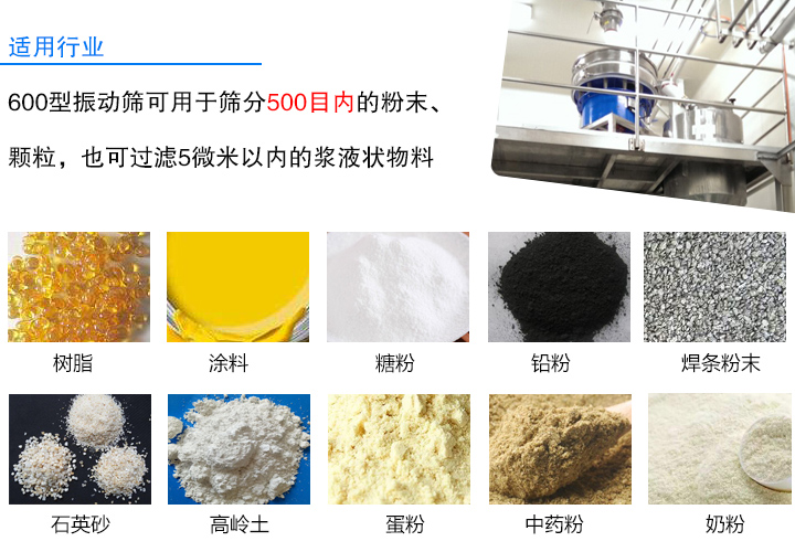 600型振動篩適用行業(yè)